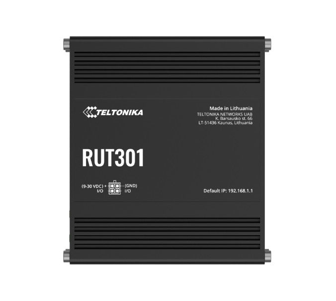 Teltonika RUT301 Industrial Ethernet Router, Rugged Industrial Ethernet Router, 5 Ethernet Ports, 2 Configurable Digital Inpu