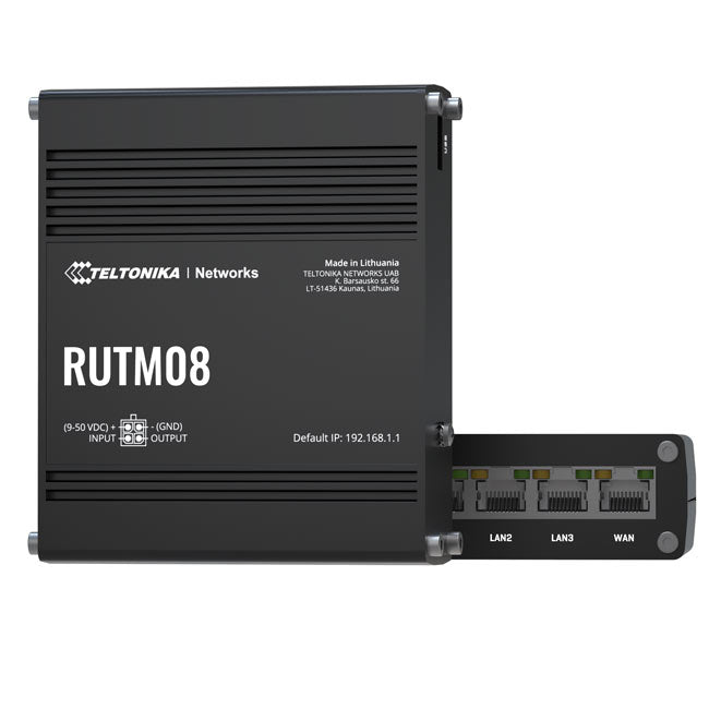 Teltonika RUTM08 Industrial Wired Router, 4 Gigabit RJ45 Ports,128 tag/port-based VLANs, PSU included (2)