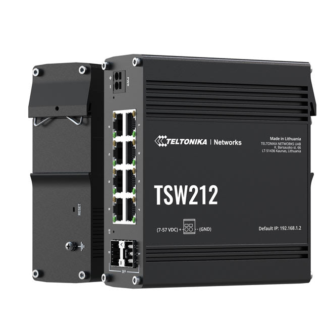 Teltonika TSW212 Managed Ethernet Switch, L2 with additional L3 Features, Supports Profinet, 8 x Gigabit Ethernet Ports, 2 x (2)
