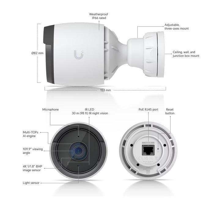 UVC-G6-Bullet Ubiquiti UniFi Protect Camera G6 Bullet (White) (5)