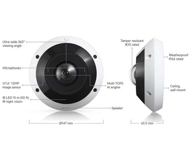 UVC-G6-Pro-360-W Ubiquiti UniFi Protect Camera G6 Pro 360 (White) By Ubiquiti - Buy Now - NZ $1183.60 At The Tech Geeks New Zealand