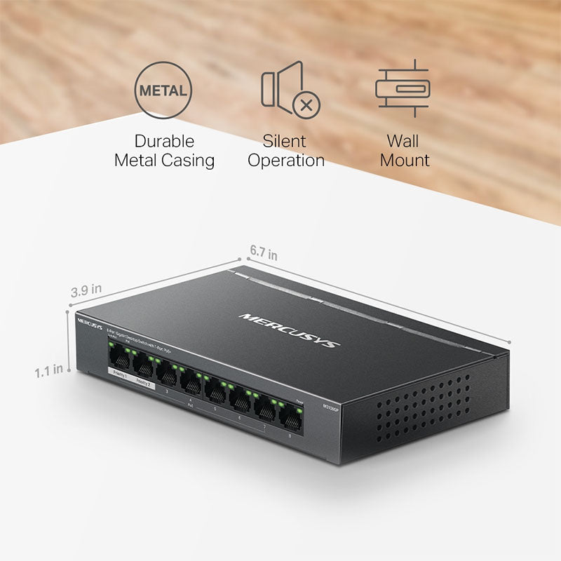 MS108GP Mercusys 8-Port Gigabit Desktop Switch with 7-Port PoE+ (5)