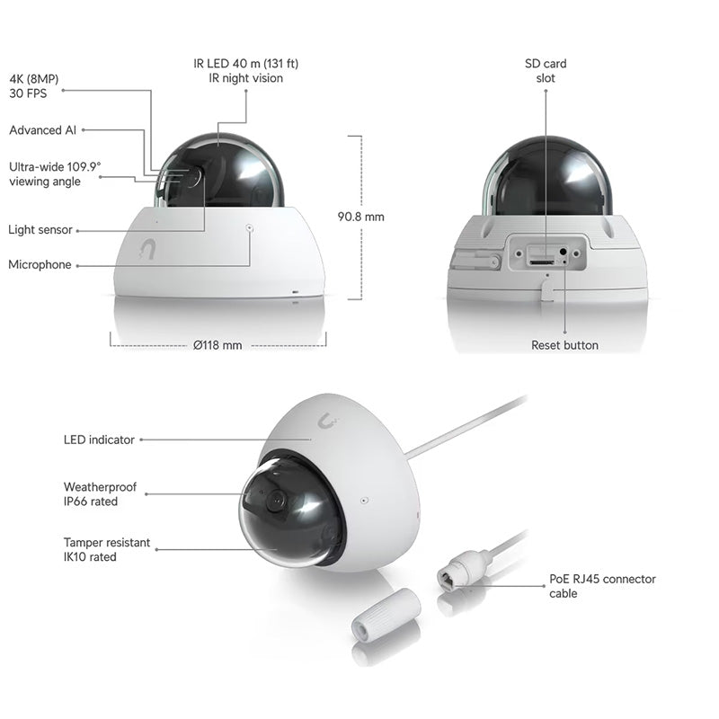UVC-AI-Dome-W Ubiquiti UniFi Protect Camera G5 AI Dome (12)