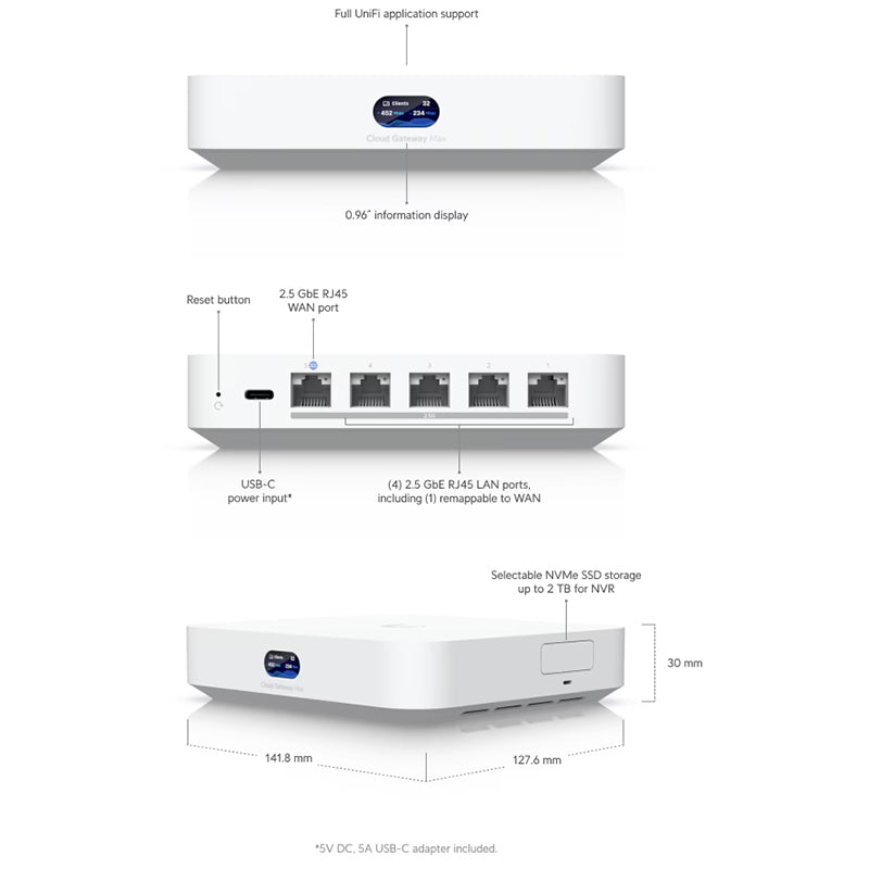 UCG-Max Ubiquiti Cloud Gateway Max (512GB Storage) By Ubiquiti - Buy Now - NZ $654.19 At The Tech Geeks New Zealand