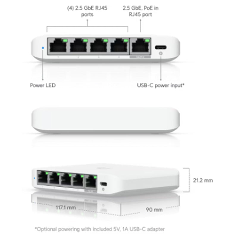 USW-Flex-2.5G-5 Ubiquiti UniFi Switch Flex Mini 5 Port, 2.5GbE Switch By Ubiquiti - Buy Now - NZ $133.65 At The Tech Geeks New Zealand
