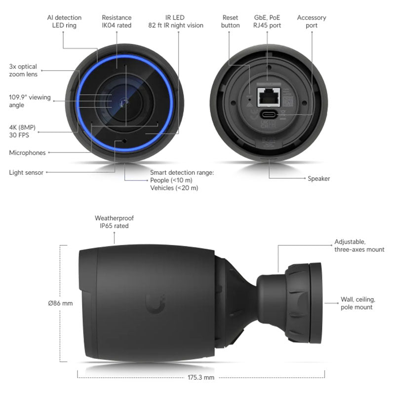 UVC-AI-Pro Ubiquiti UniFi AI Professional PoE Camera By Ubiquiti - Buy Now - NZ $1193.23 At The Tech Geeks New Zealand