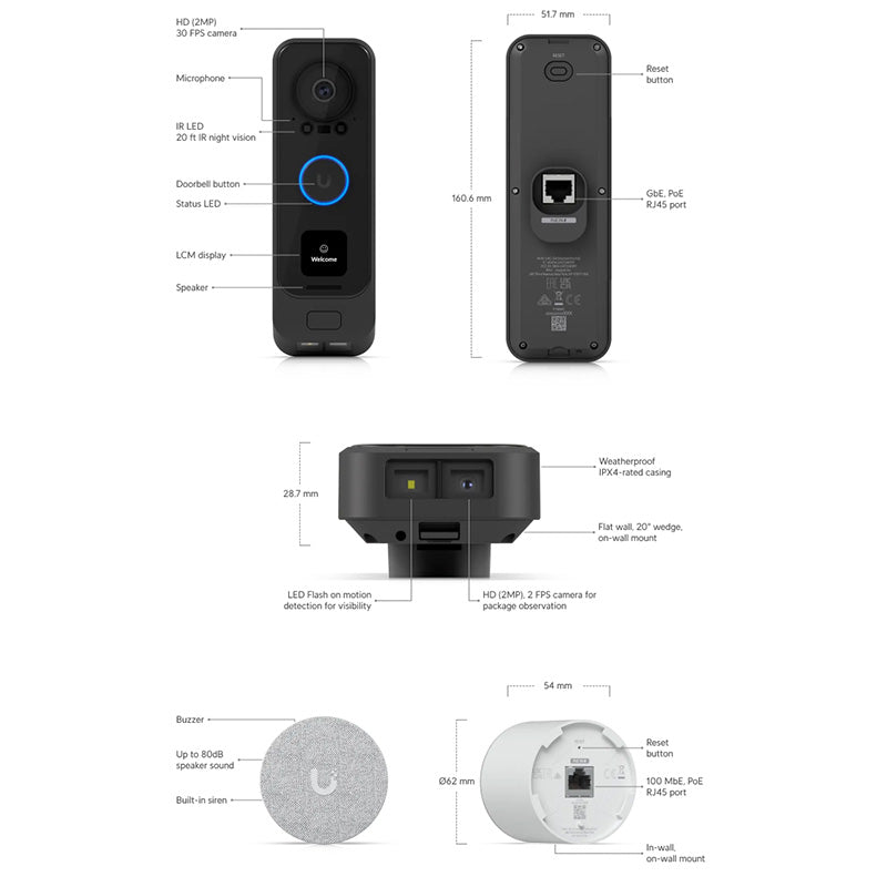 UVC-G4-Doorbell-Pro-PoE-Kit Ubiquiti UniFi G4 Doorbell Professional PoE Kit (Black) (8)