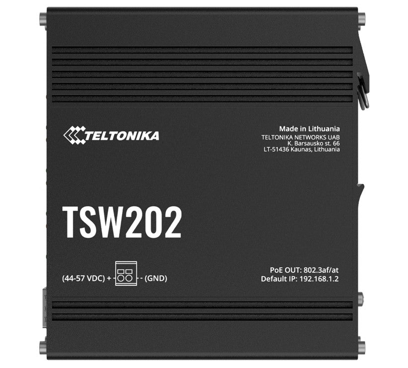 Teltonika TSW202 Managed PoE+ Ethernet Switch, Supports Profinet, 2 SFP Ports, 8 Gigabit Ethernet Ports Providing 30W of Powe