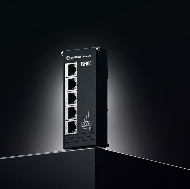 Teltonika TSF010 Flat Ethernet Switch, 3-Pin Power Input, Flat and Compact Design, Plug-and-Play, 7-57 VDC, PSU excluded (2)