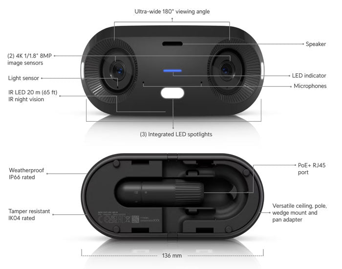UVC-G6-180 Ubiquiti UniFi Protect G6 180° Panoramic AI Camera (Black) (10)