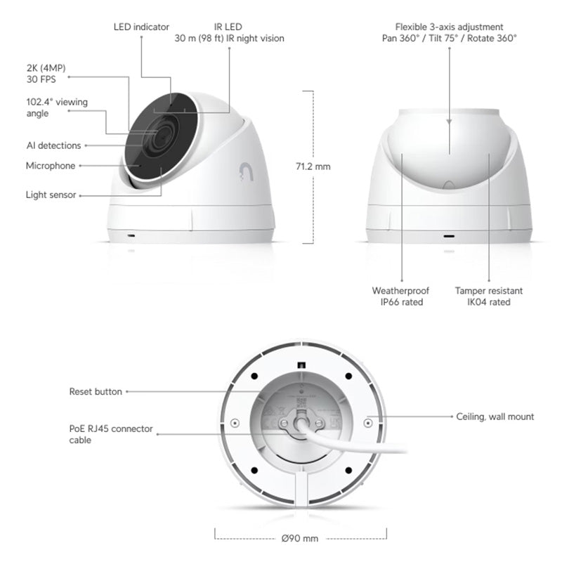 UVC-G5-Turret-Ultra Ubiquiti UniFi Protect Camera G5 Turret Ultra By Ubiquiti - Buy Now - NZ $248 At The Tech Geeks New Zealand